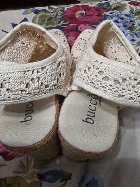 Bucco Cream Crochet Espadrille Platform Sandals - Women's